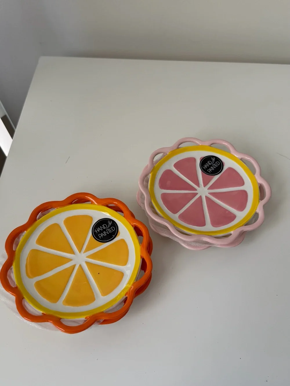4 PC Ceramic Citrus Plate Set